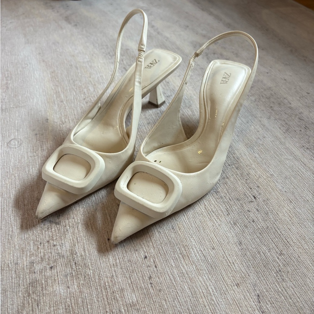 Zara Women's Cream Slingback Heels